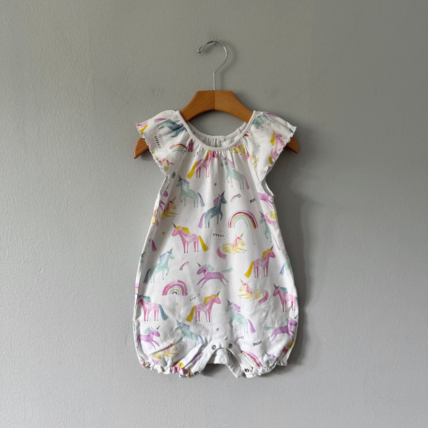Next / Unicorn white romper / 18-24M