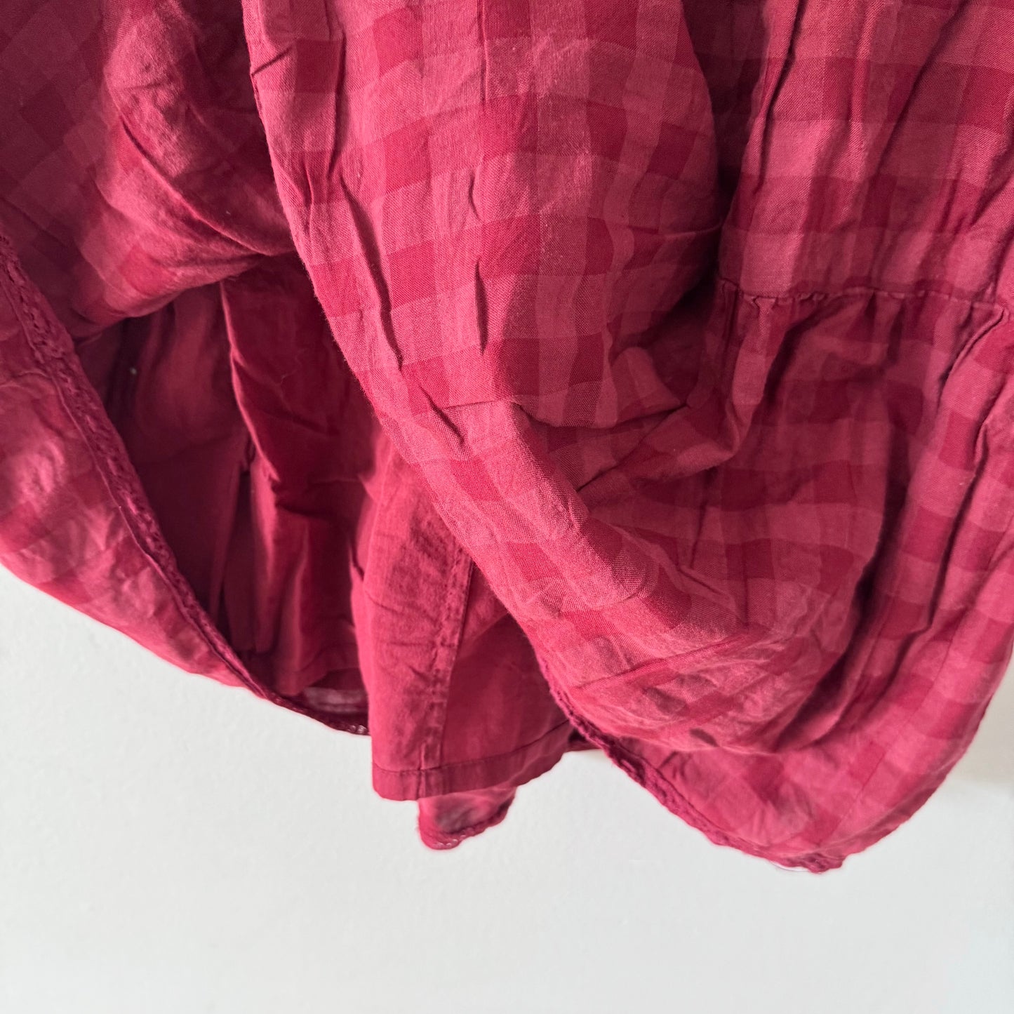 April Cornell / Burgundy check dress / 5-6Y