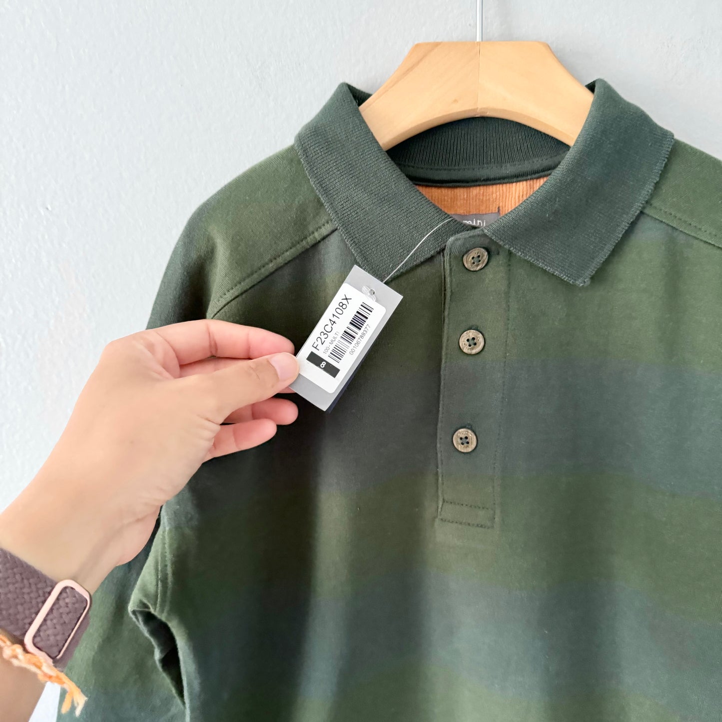 Souris Mini / Green french terry with collar / 8Y - New with tag
