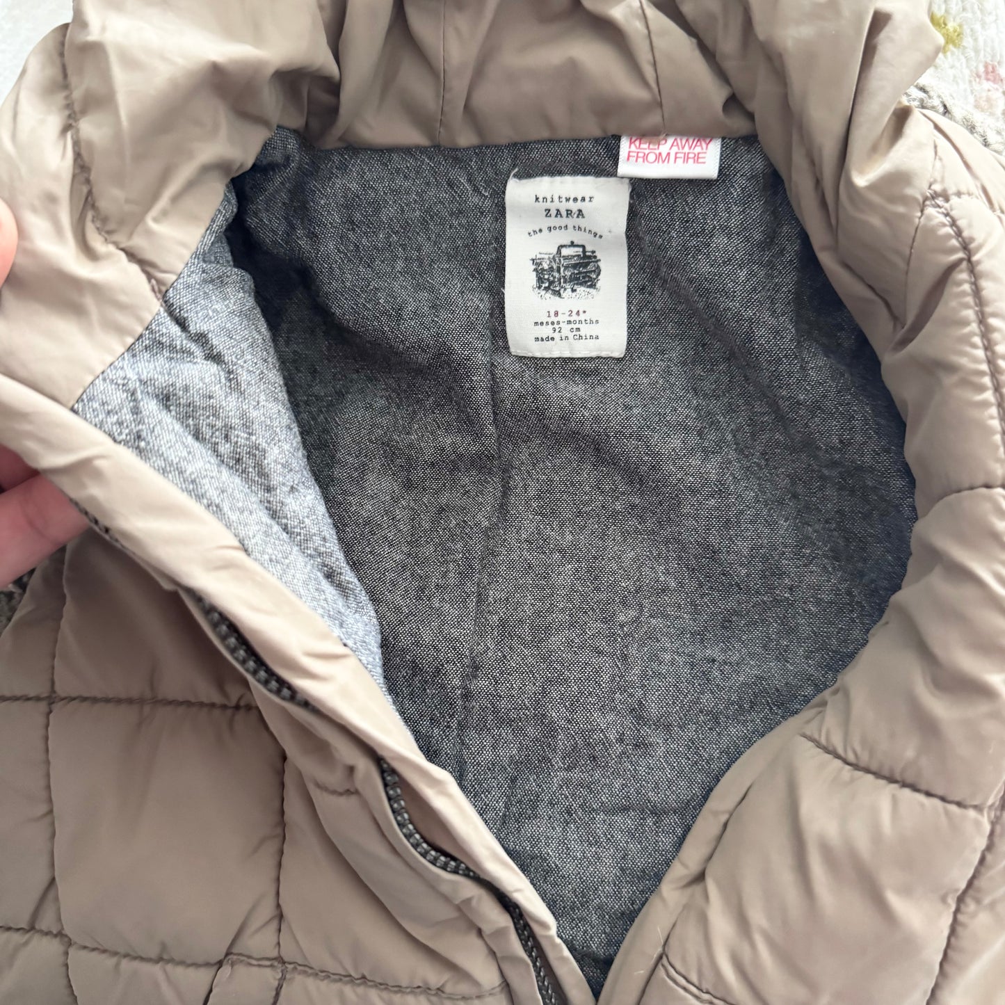 Zara / Brown knit x puffer jacket / 18-24M