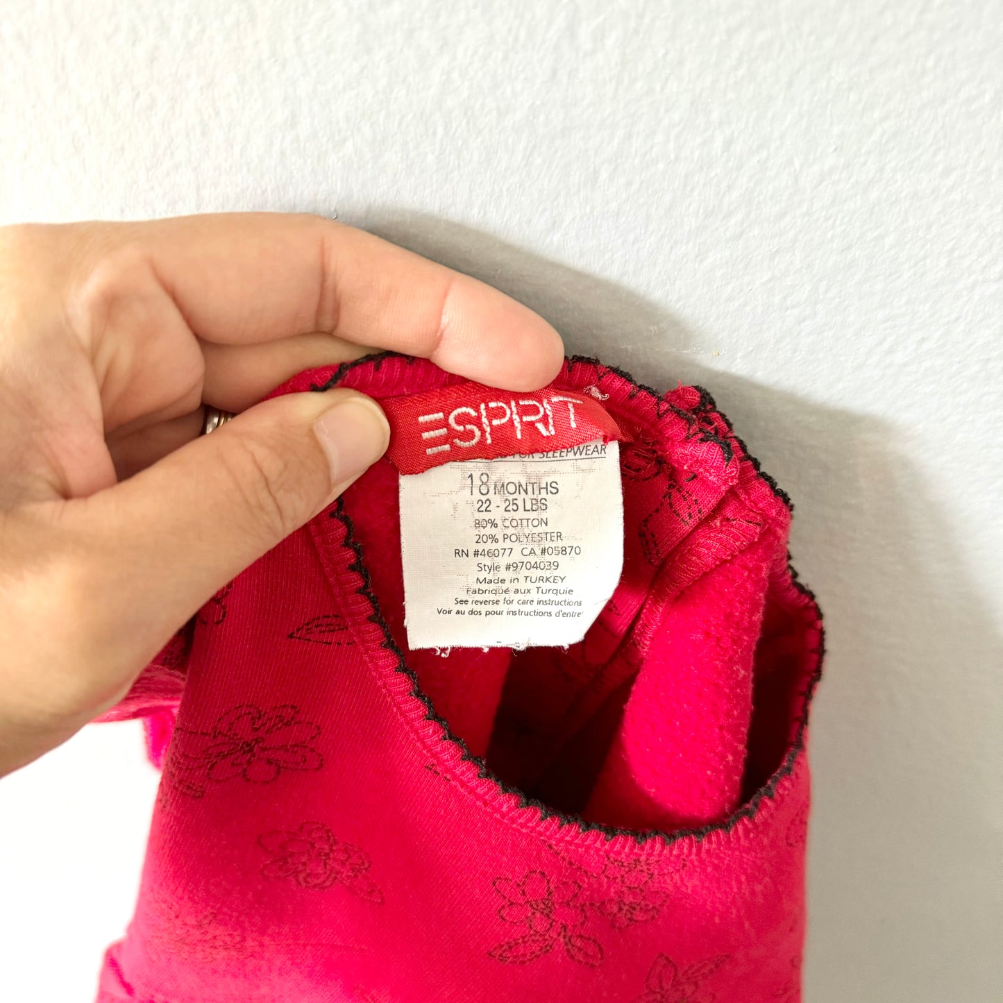 Vintage Esprit baby / Red x floral short sleeve dress / 18M