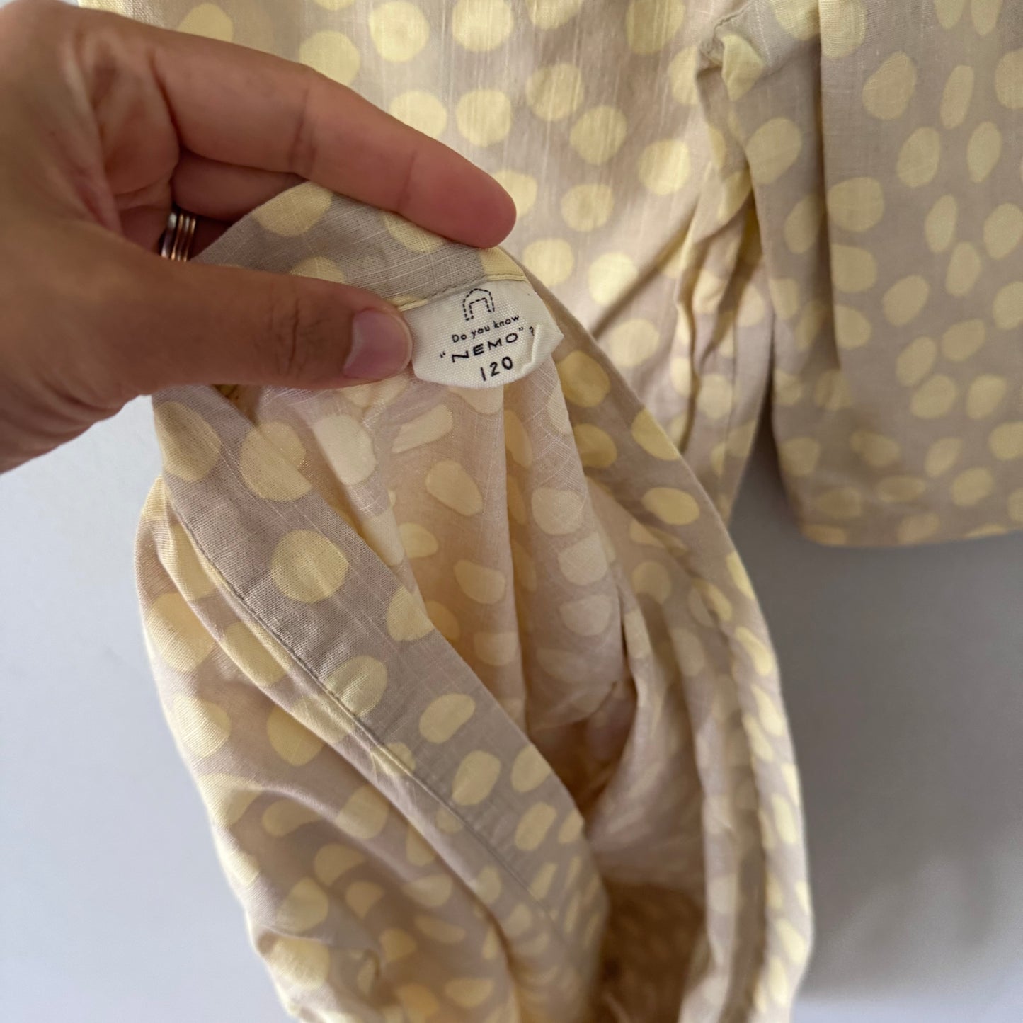 No brand / Beige x yellow dots jimbei(summer kimono) / 7Y