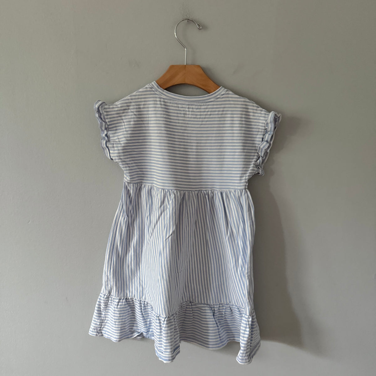 Rise little earthling / White blue stripe dress / 3-4Y