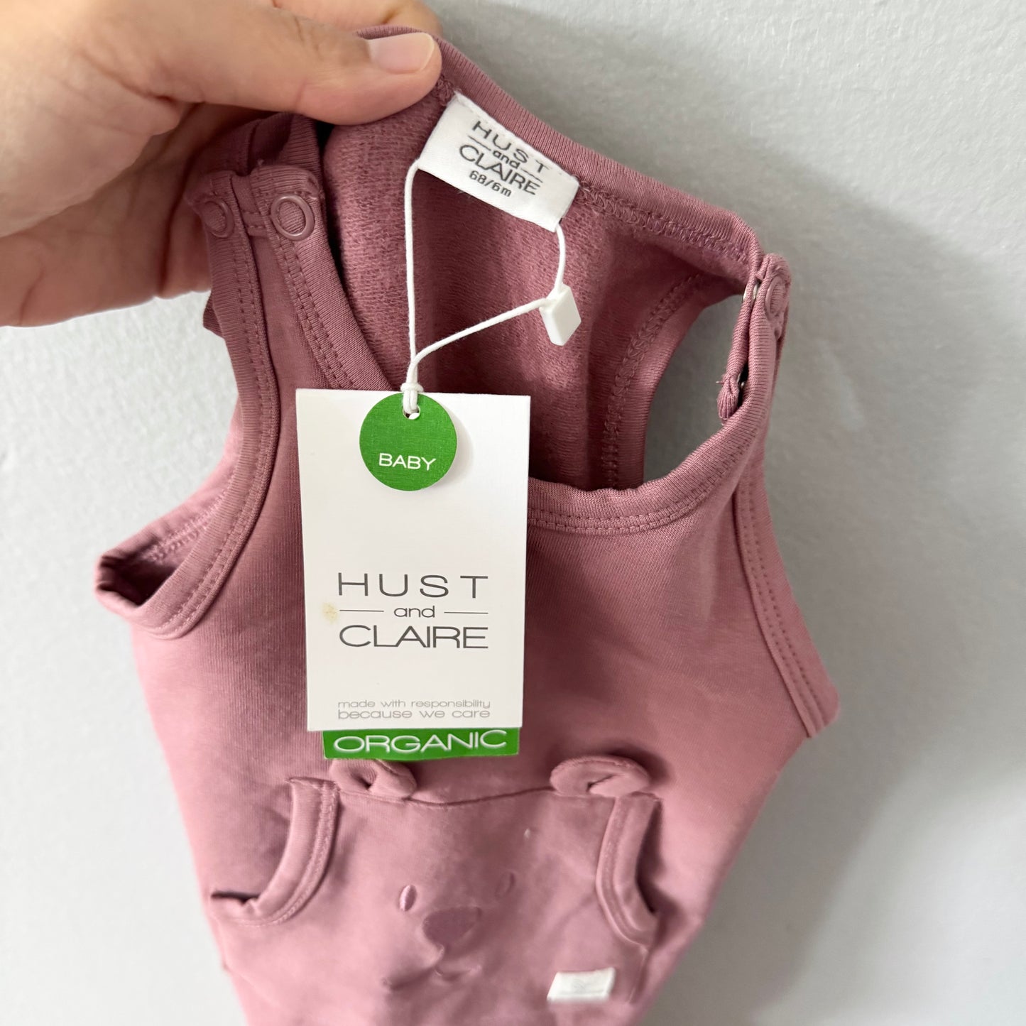 Hust and Claire / Smokey rose cotton overalls / 6M - New with tag