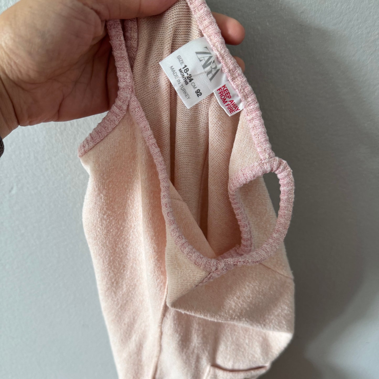 Zara / Light pink knit cami overalls / 18-24M