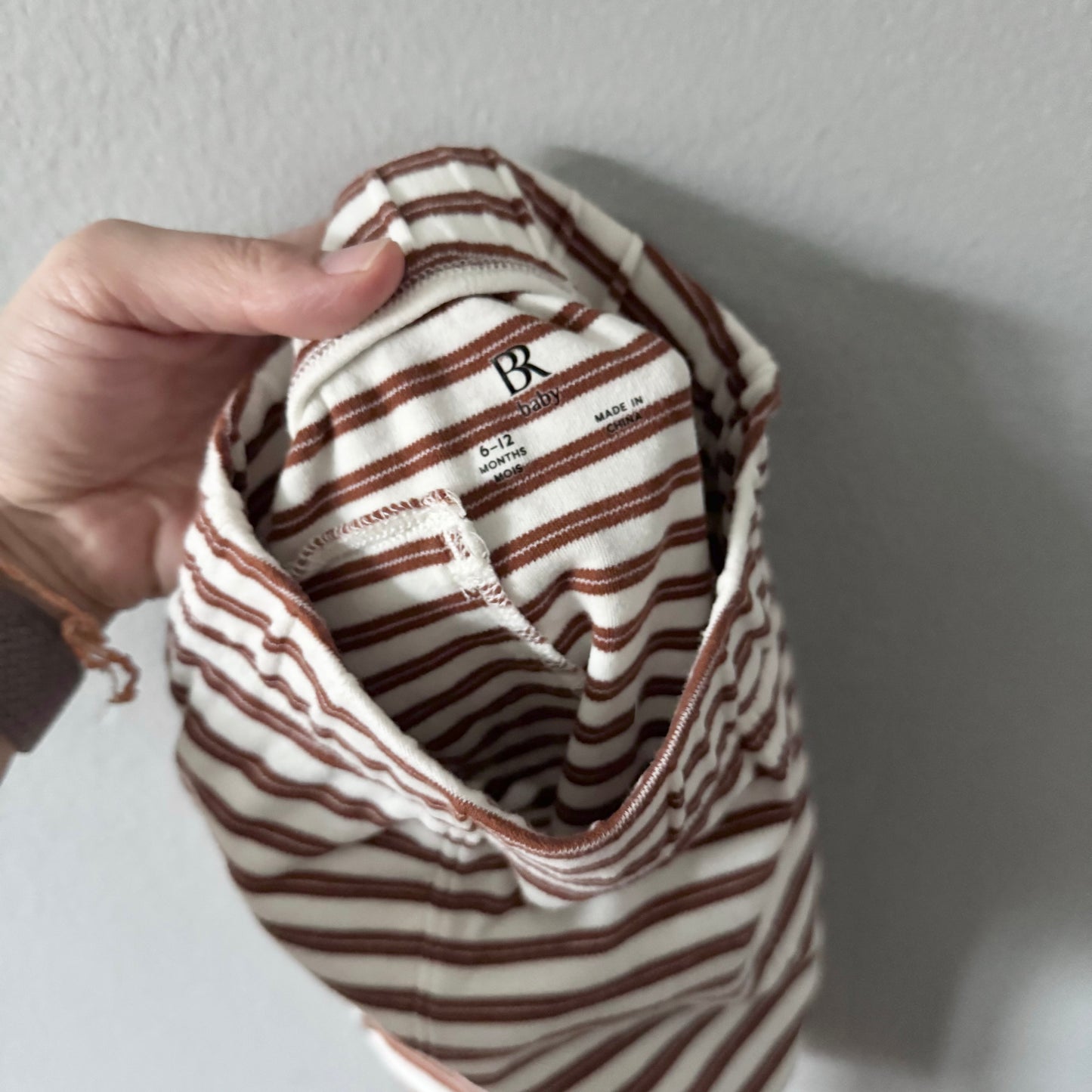 BR Baby / White brown stripe cotton pants / 6-12M