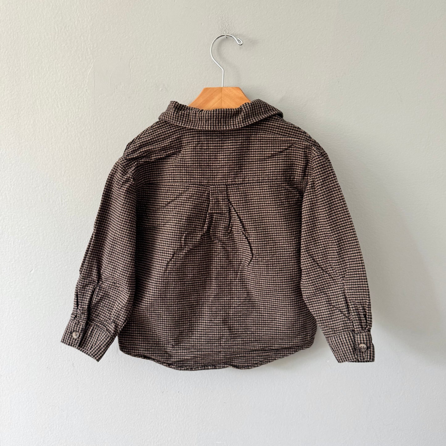 Zara / Black brown plaid shirt / 5Y