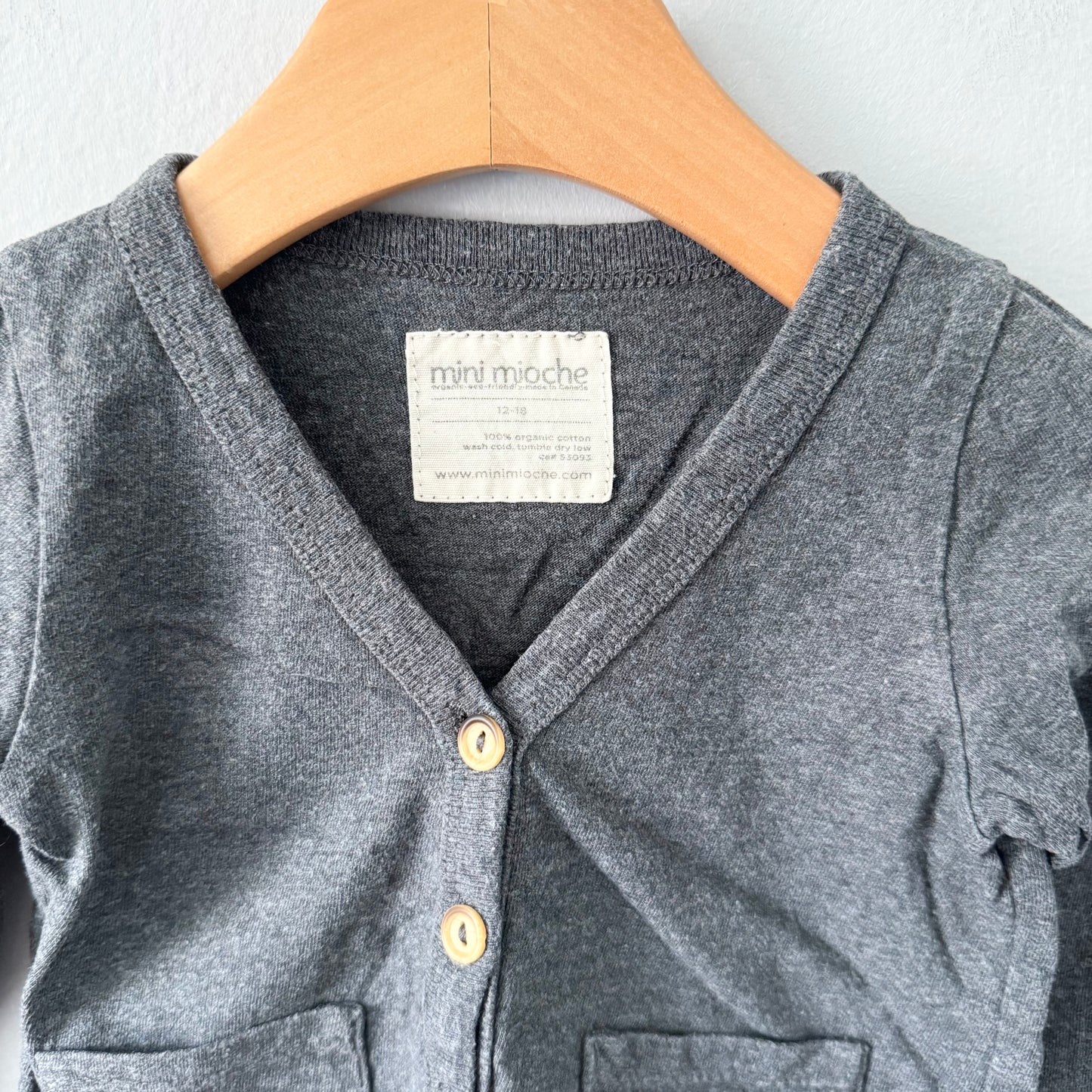 Mini Mioche / Dark grey cardi / 12-18M