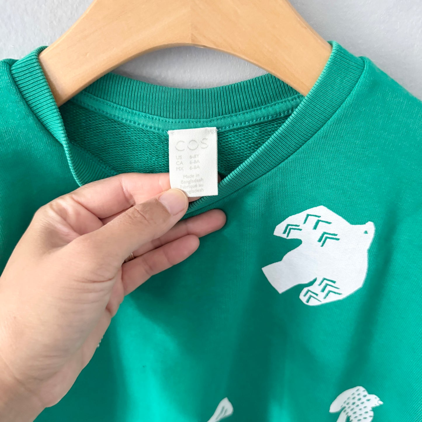 COS / Green crew dress / 6-8Y