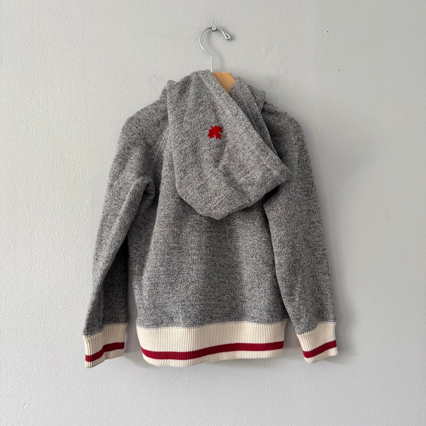 Roots / Salt and pepper x red logo zip up hoodie / 5T