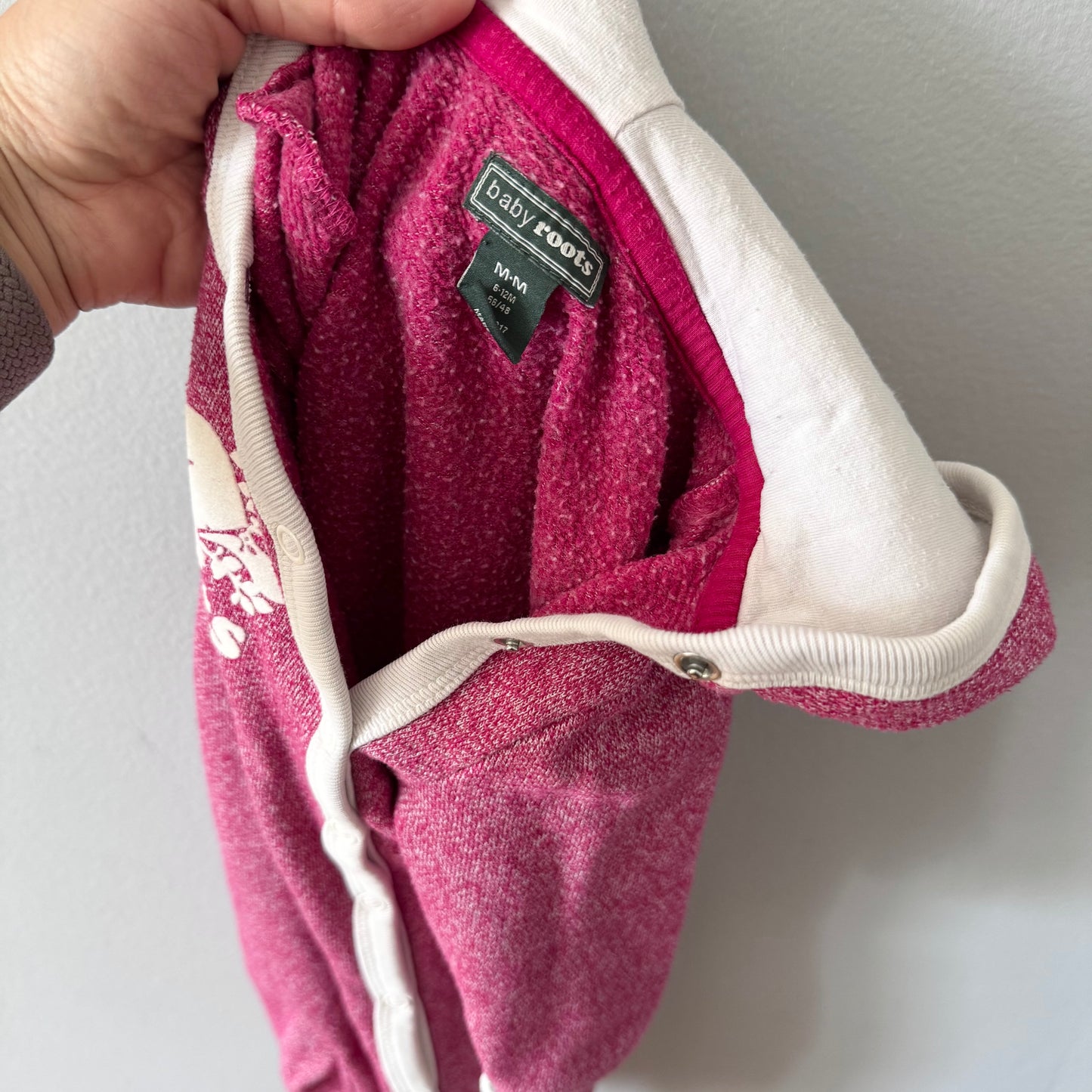 Roots / Pink salt and pepper romper / 6-12M