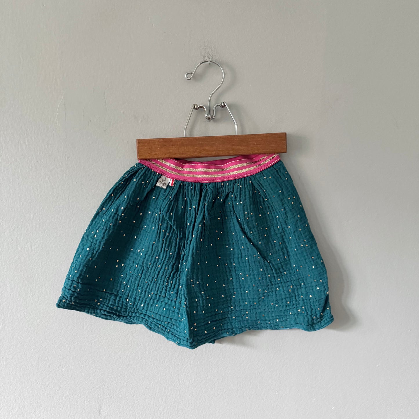 Mam'Zelle Miette / Blue green muslin skirt / 3-4Y