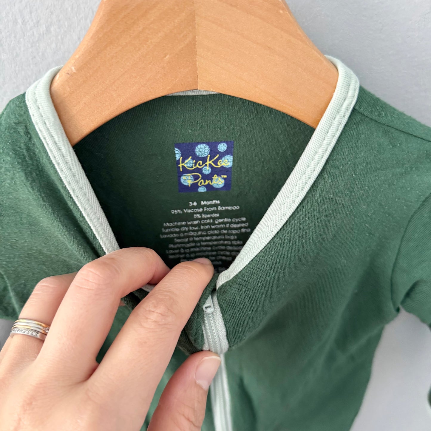 Kickee Pants / Green romper / 3-6M