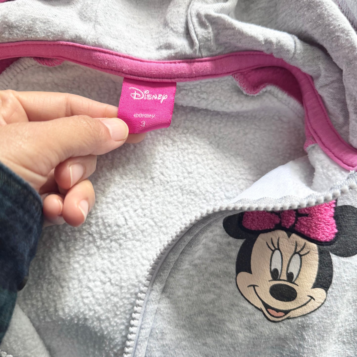 Disney / Light grey x pink zip up hoodie - Minnie / 3T