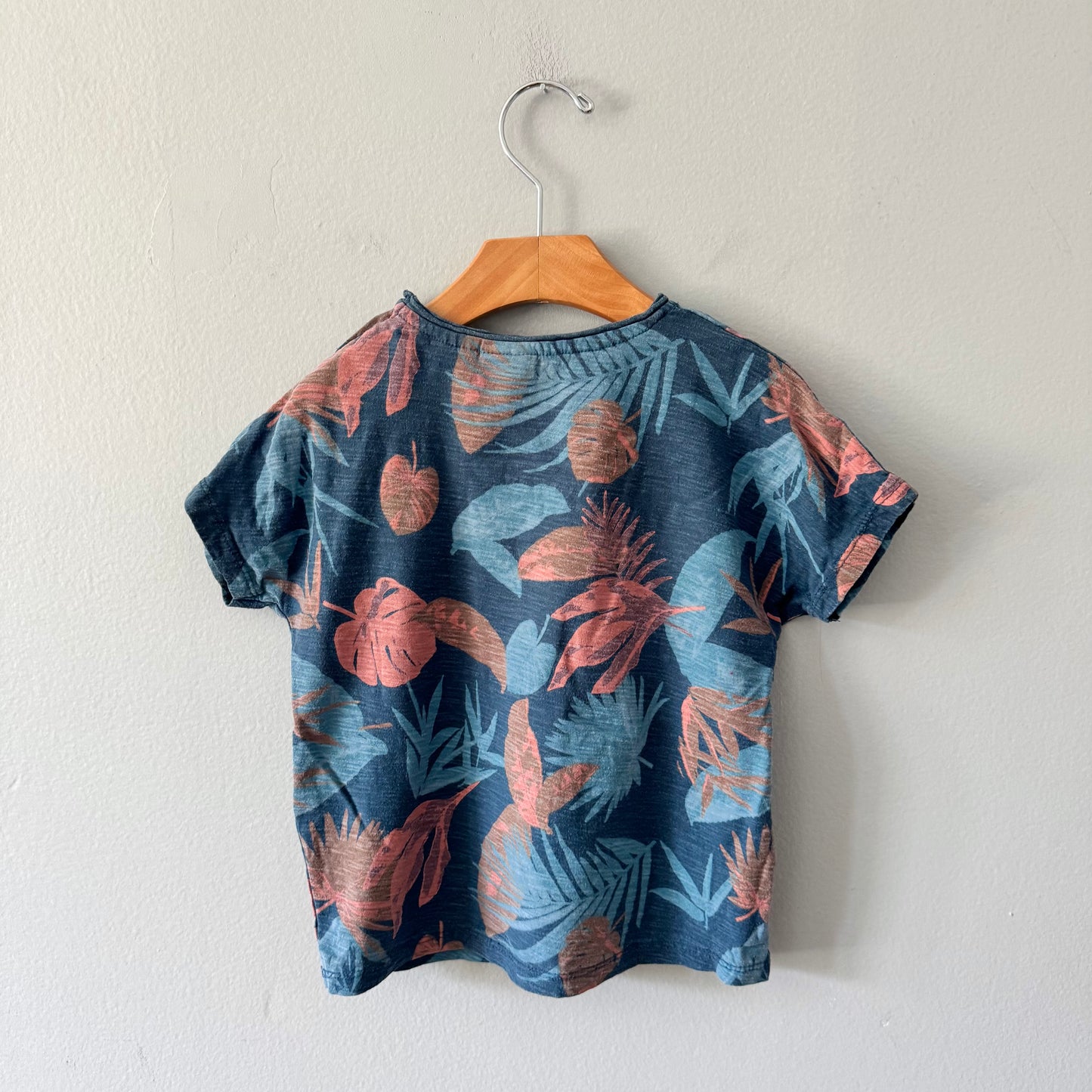 Zara / Navy x leaf short sleeve / 2-3Y