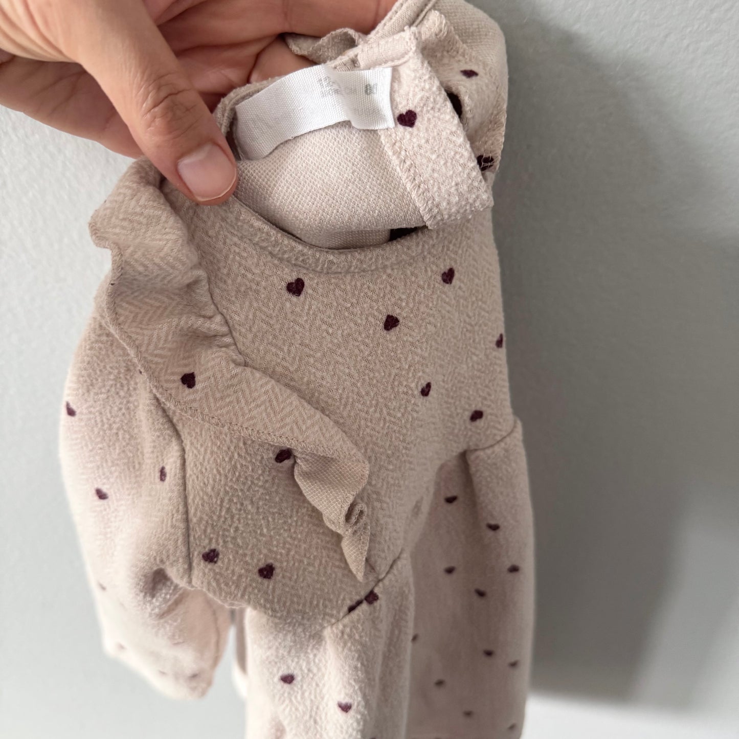 Zara / Beige x heart flennel dress / 12-18M