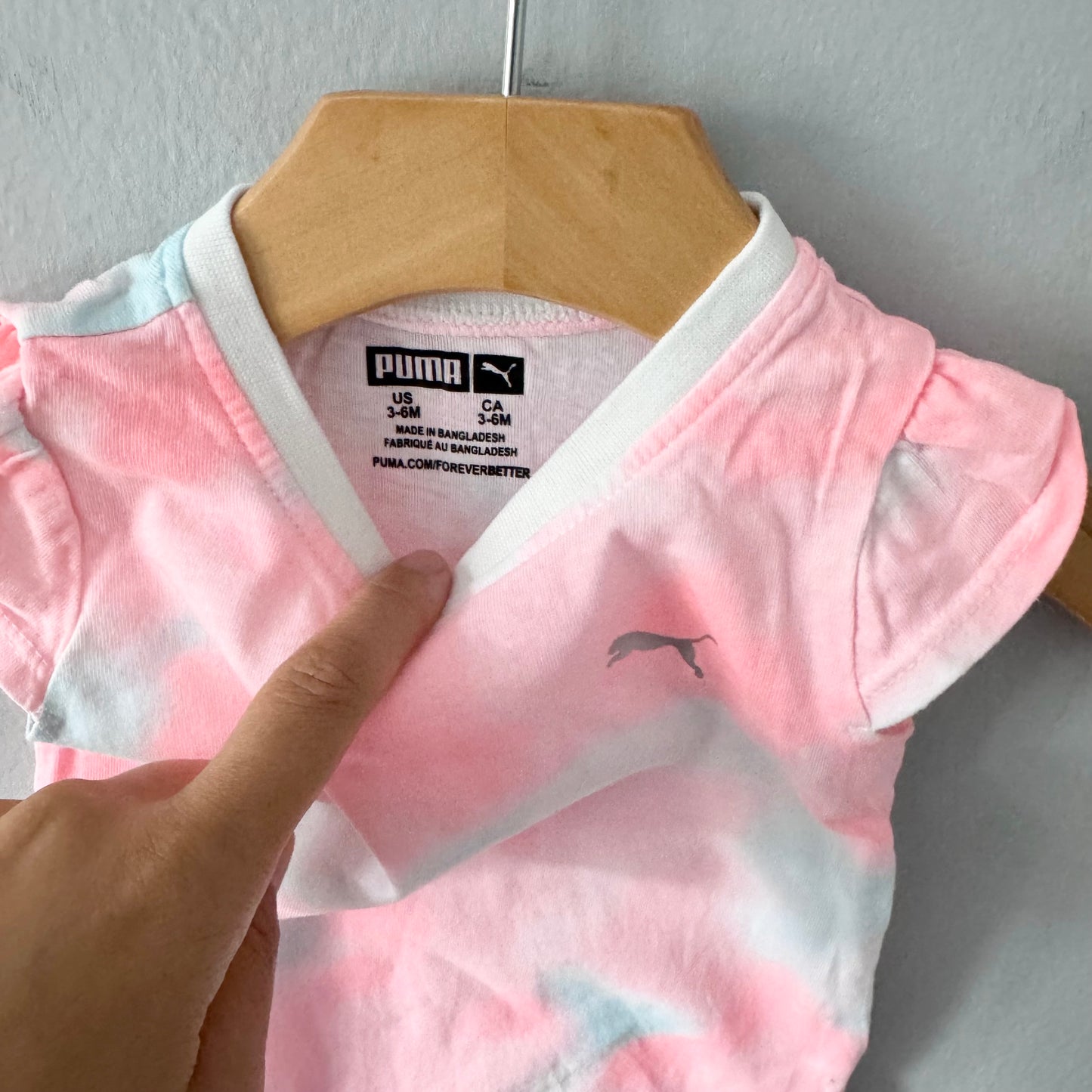 Puma / Neon pink summer romper / 3-6M