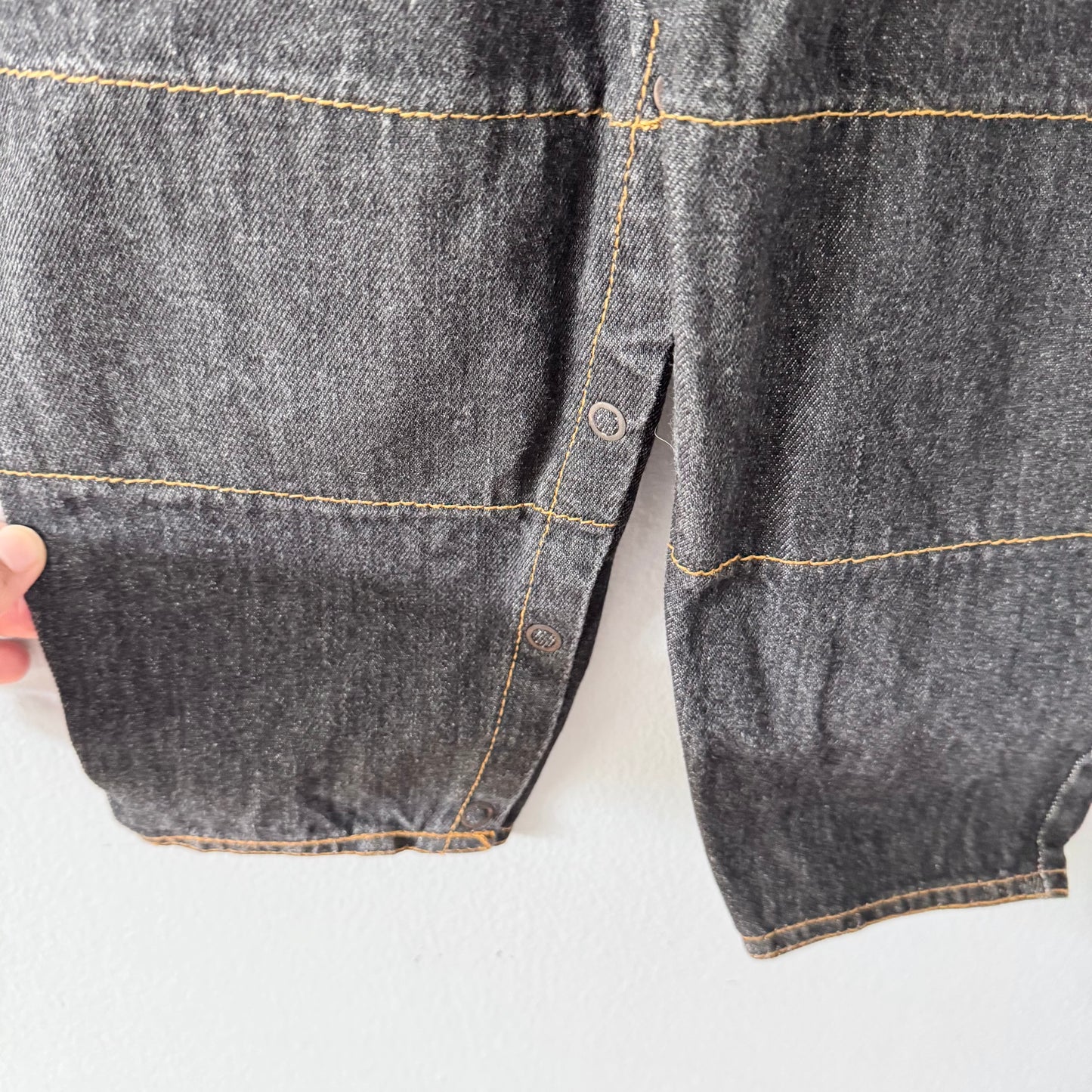 Vintage / Please mum black denim overalls / 12M