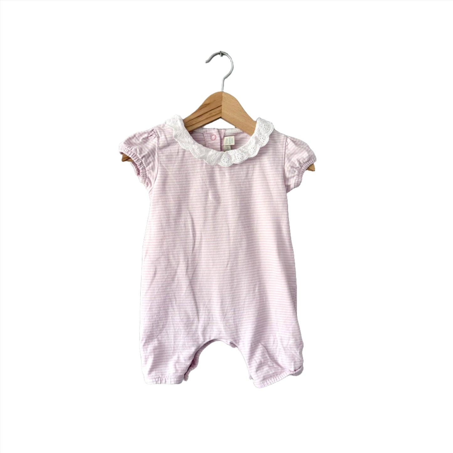 Jojo Maman Bebe / Short sleeve romper with collar / 3-6M