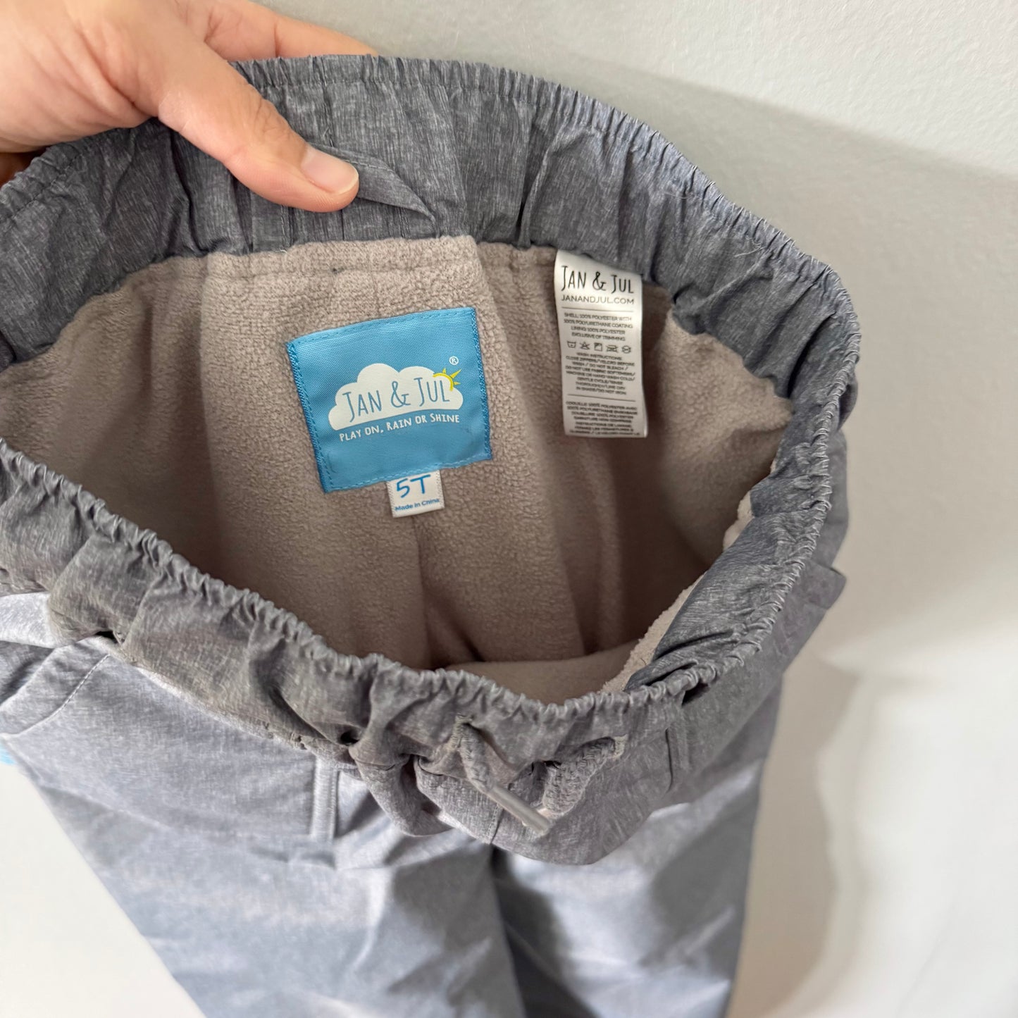 Jan & Jul / Fleece lined rain pants / 5T