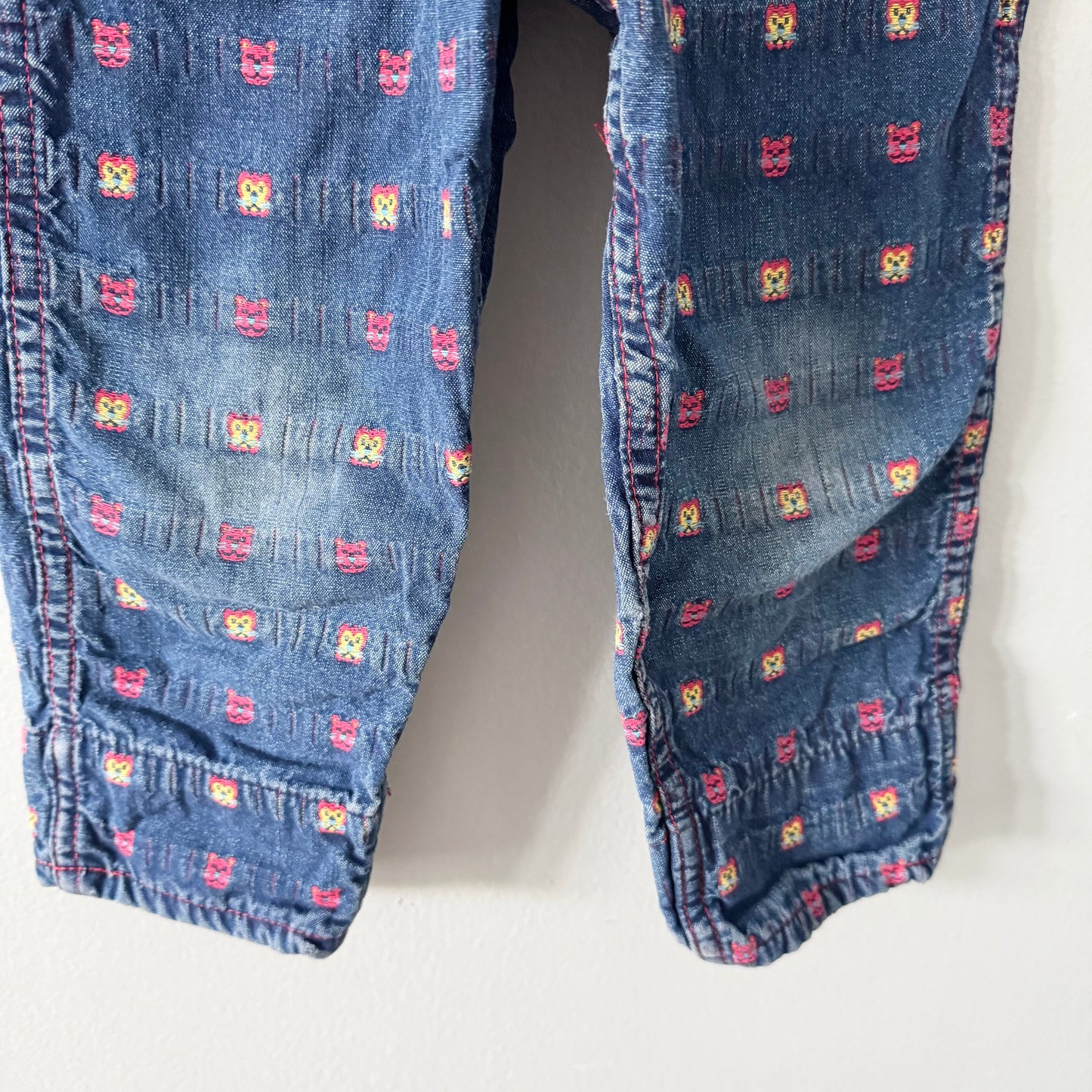 Oshkosh Vintage / Denim overalls - woven animal pattern / 3Y