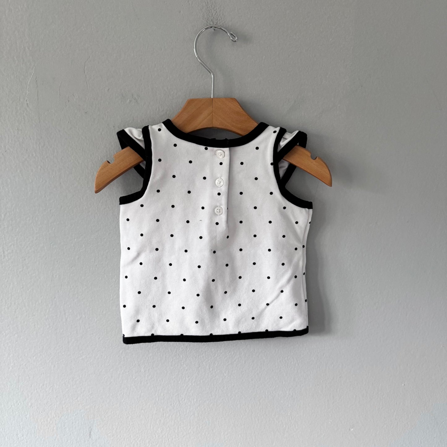 Janie & Jack / Débardeur à pois blancs et noirs / 12-18M