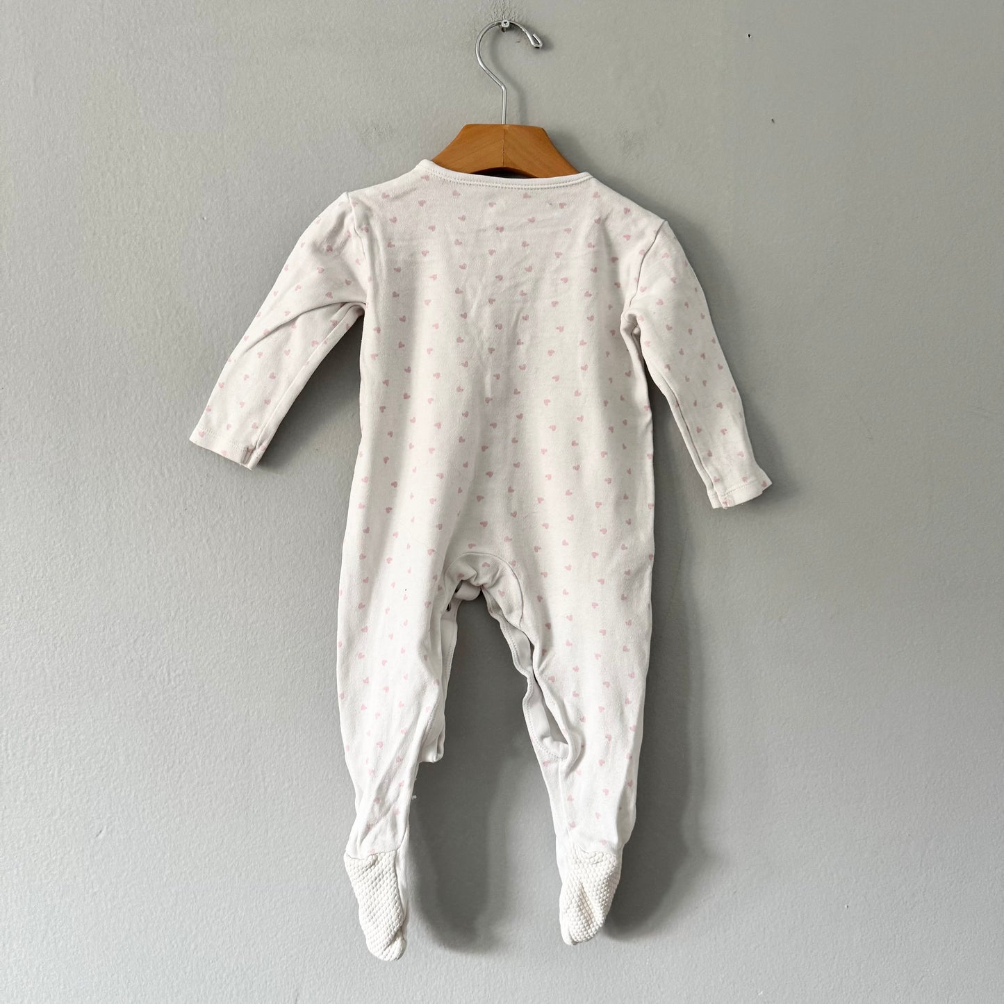 Next / White x pink heart romper / 3-6M