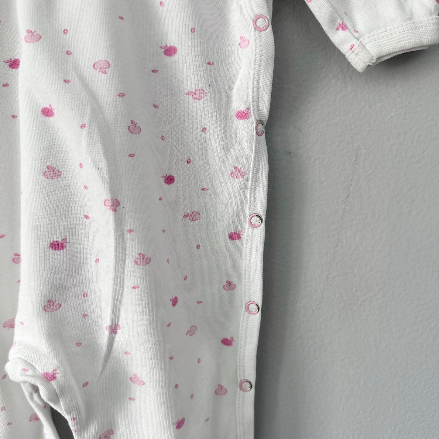 Beanstork / White x pink romper / 6M