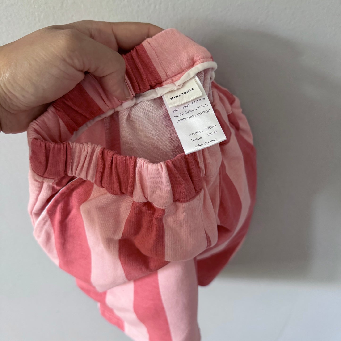 Mini Topia / Pink stripe crew shorts / 6Y