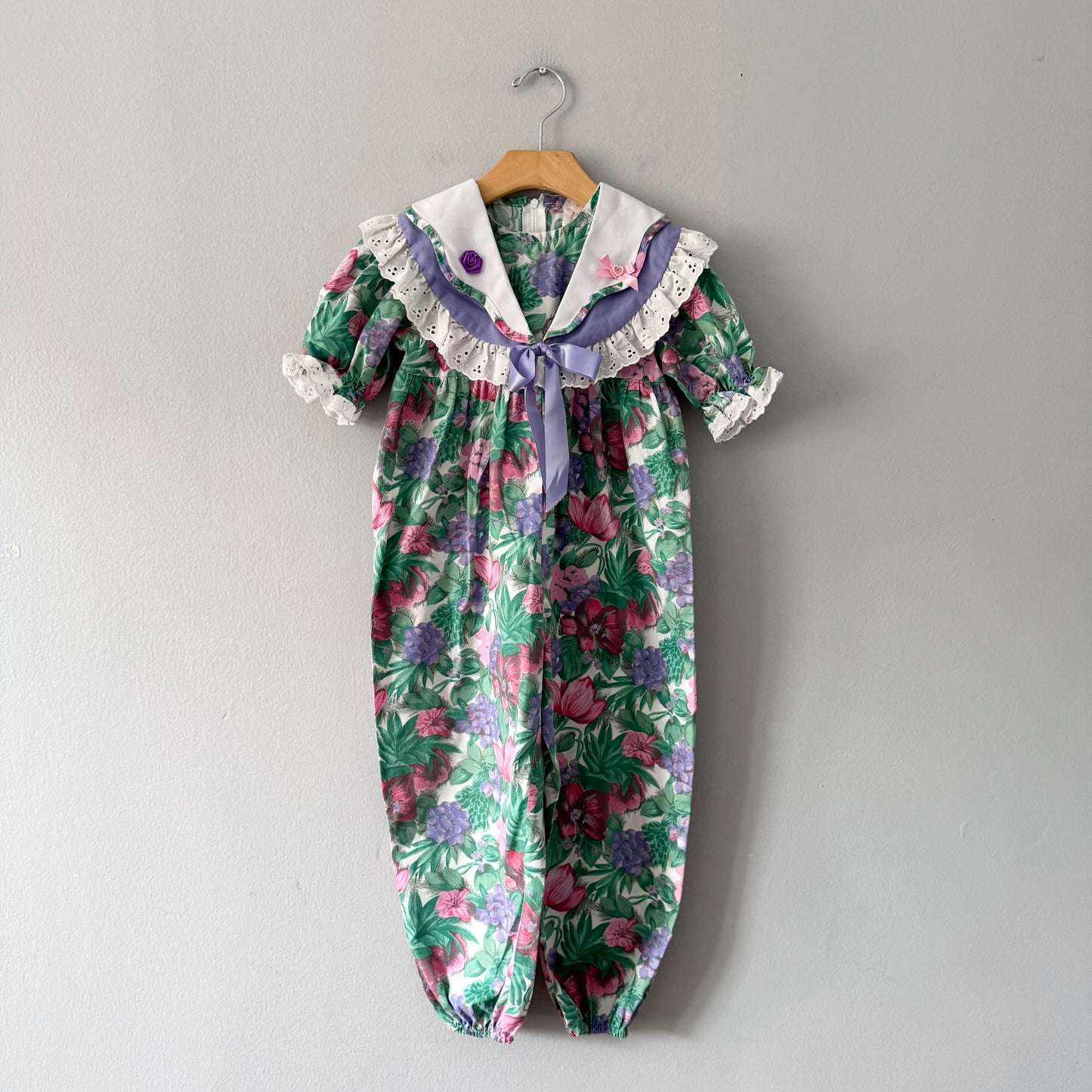 Vintage Sears / Floral long sleeve jumpsuit / 3Y