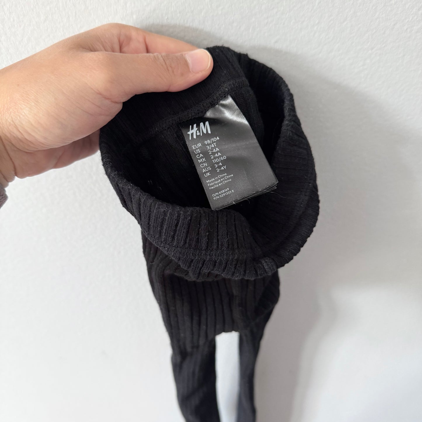 H&M / Ribbed tights - Black / 3-4Y