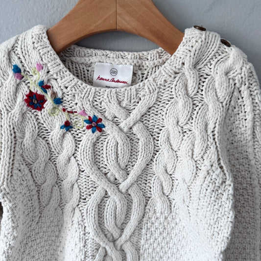 Hanna Andersson / White cable knit dress / 110(4Y)