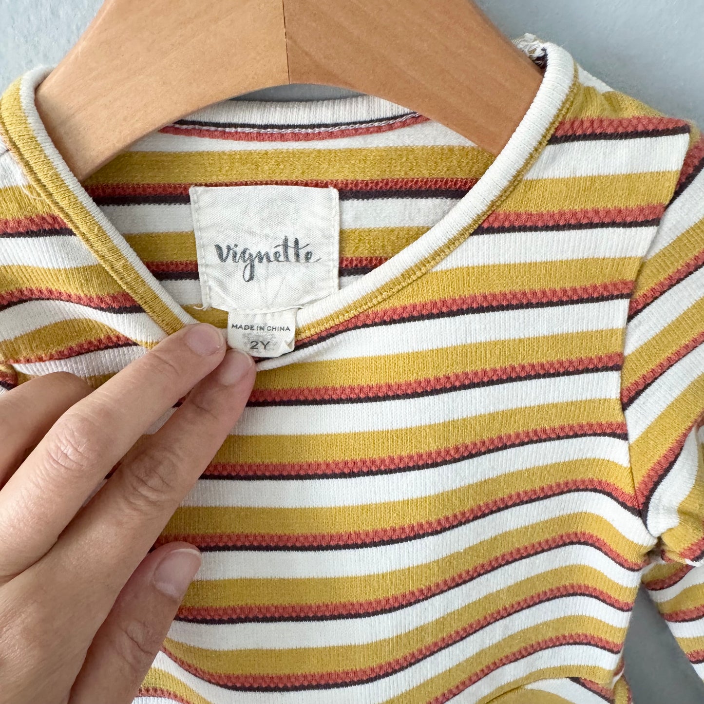 Vignette / Yellow stripe twirl dress / 2Y