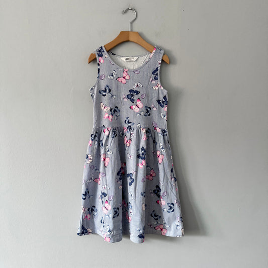 H&M / Navy butterfly tank dress / 8-10Y