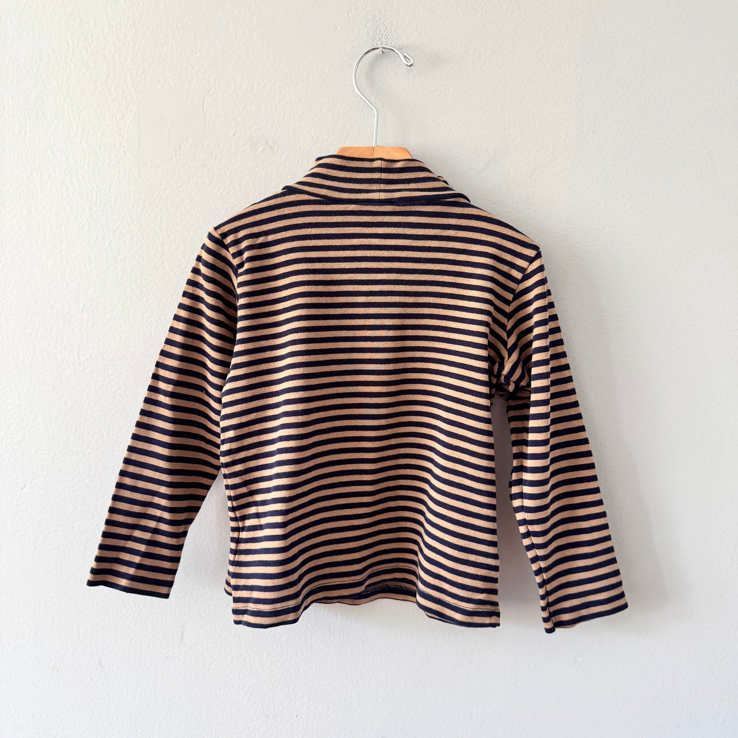 Muji / Navy brown stripe long sleeve / 110(4Y)