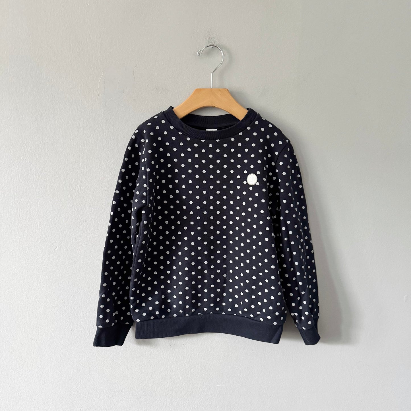 Petit Bateau / Black x dots sweatshirt / 8Y