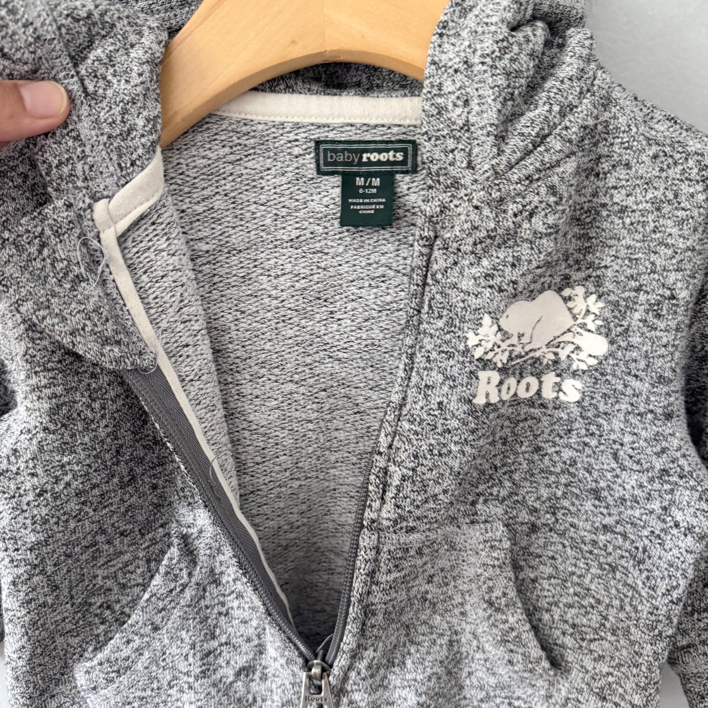 Roots / Salt and pepper zip up hoodie / 6-12M