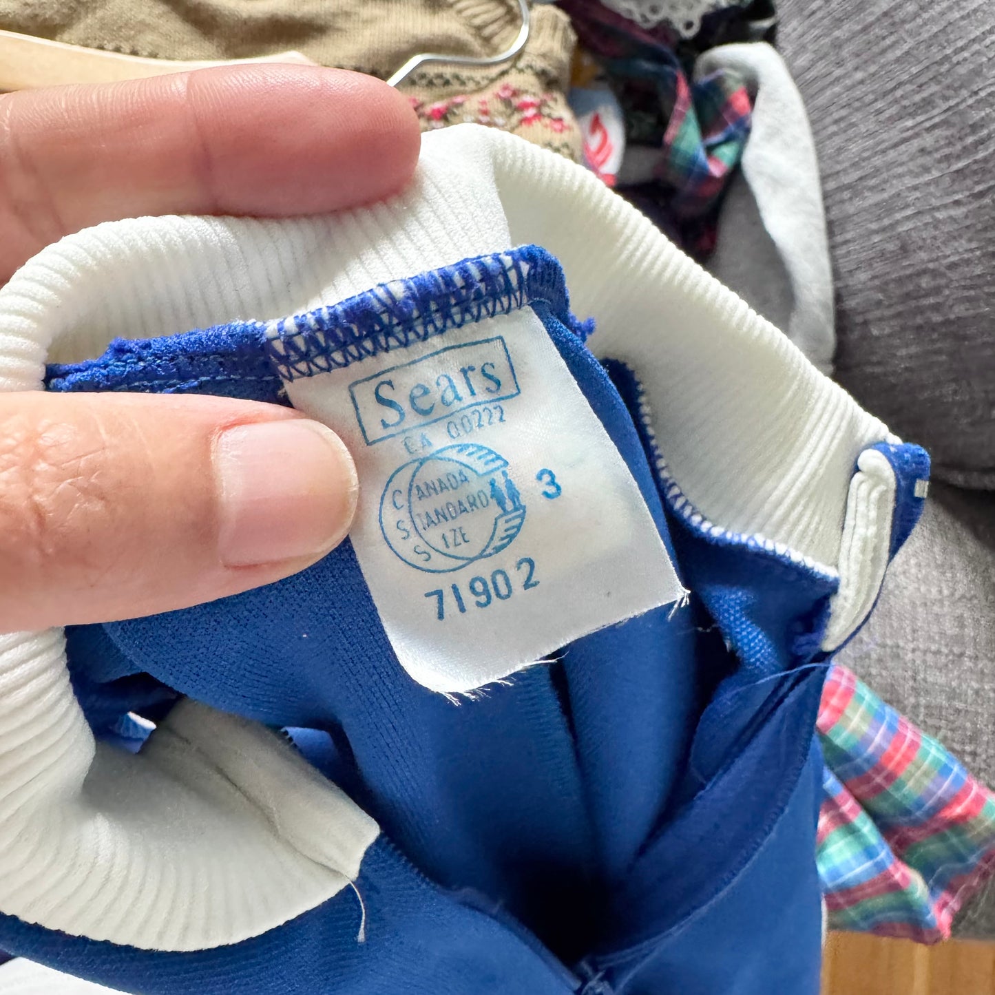 Vintage Sears / Blue jersey romper / 3Y