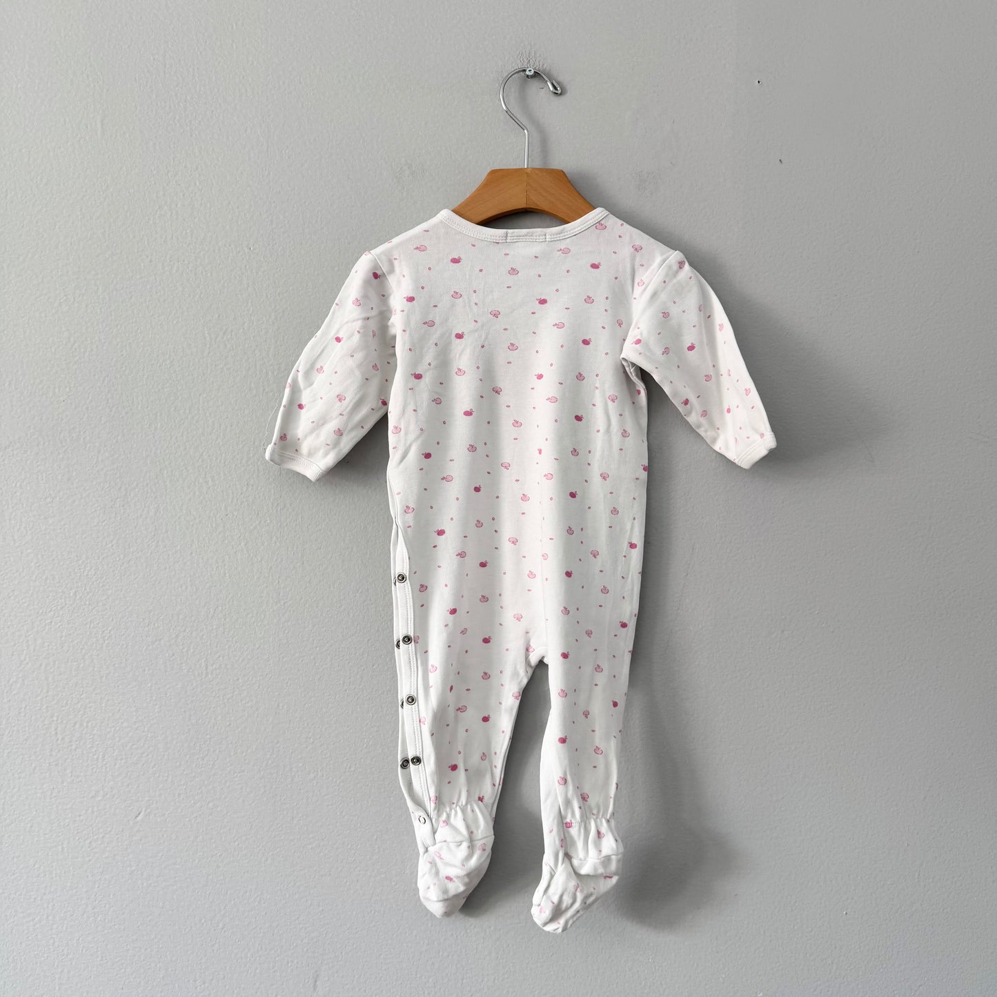 Beanstork / White x pink romper / 6M