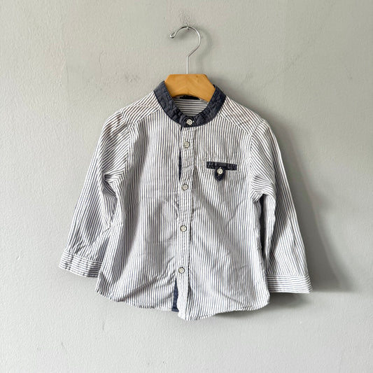 H&M /  White blue stripe shirt / 18-24M