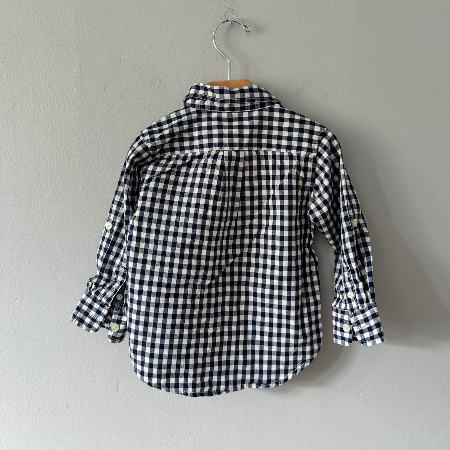 Gap / Navy white gingham shirt / 2Y