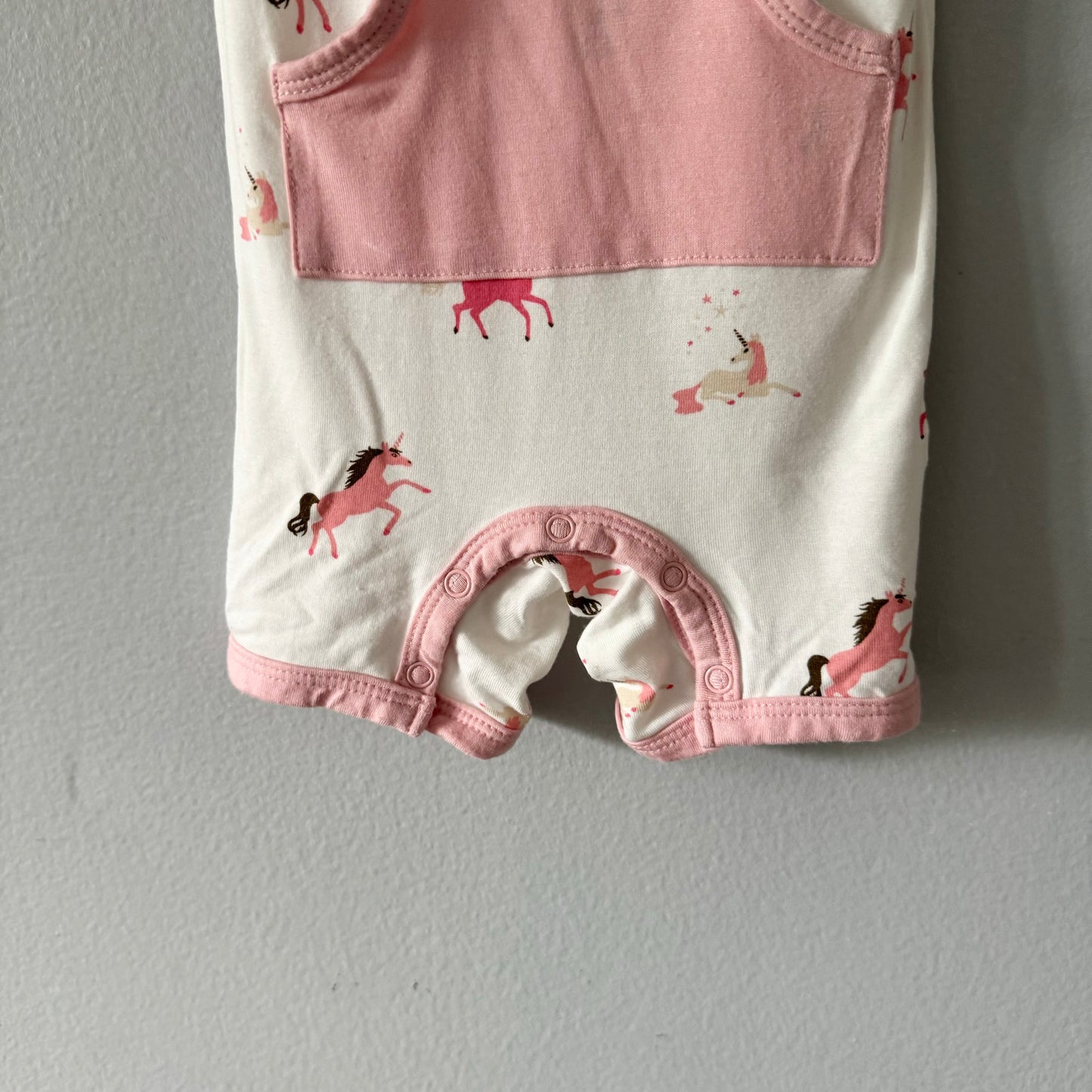 Kyte / Pink unicorn short sleeve romper / 6-12M