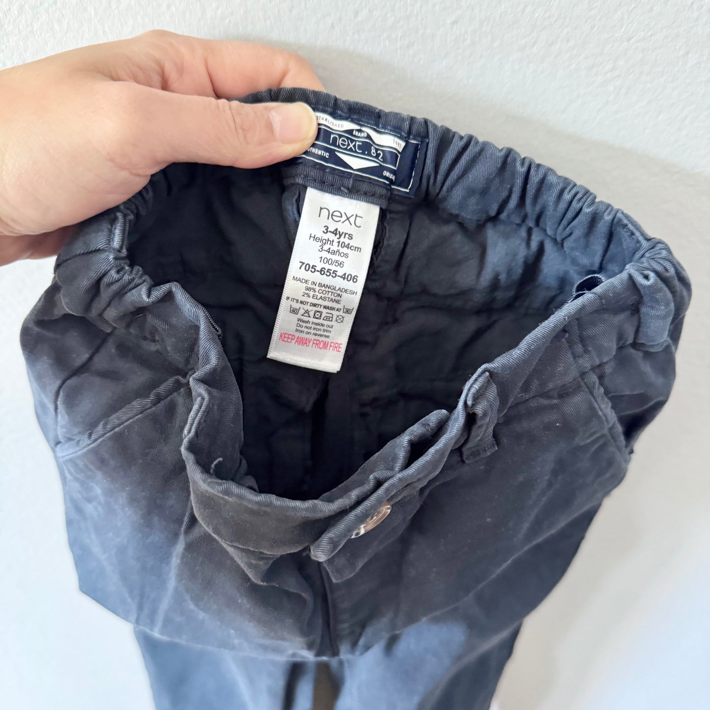 Next / Navy stretch chino pants / 3-4Y