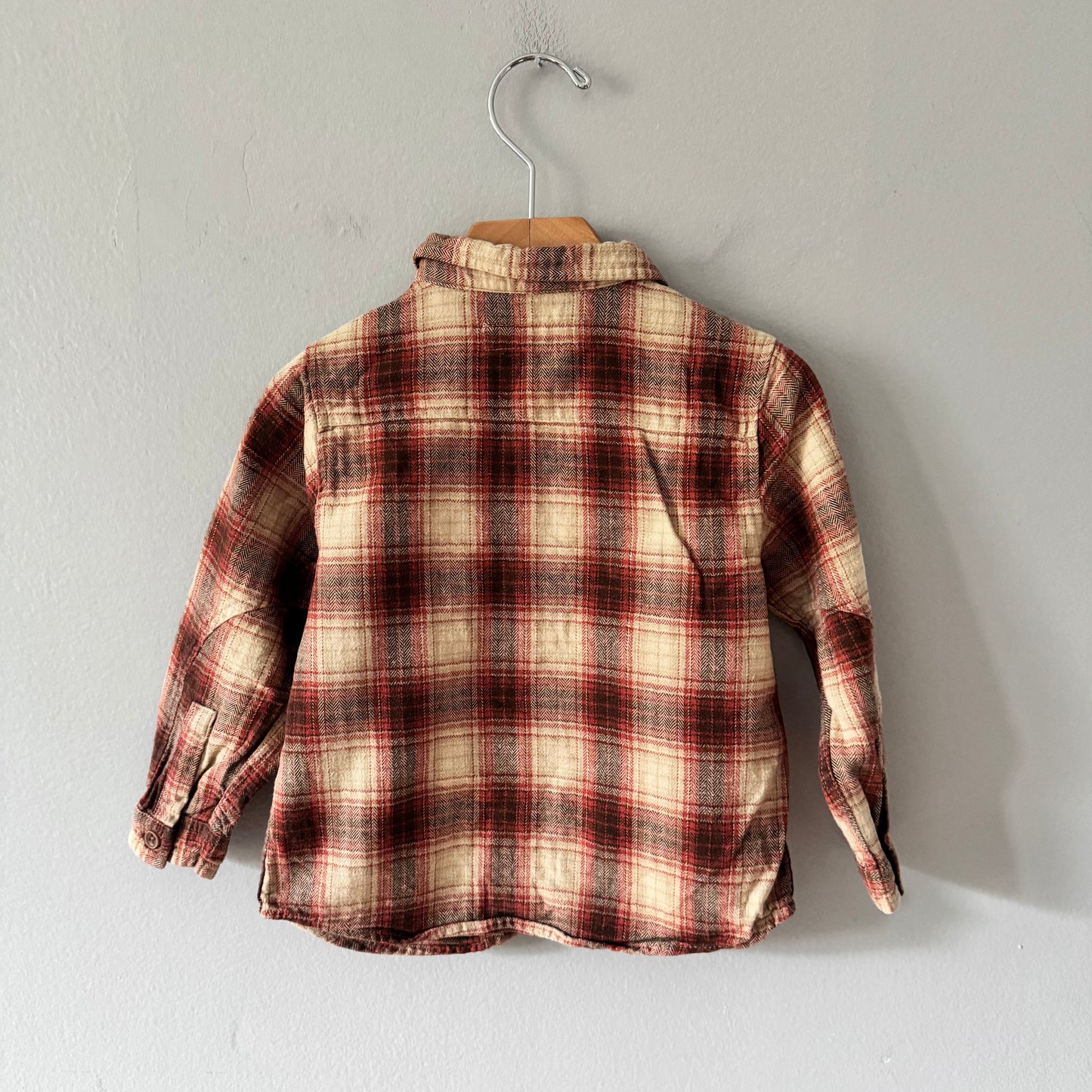 Zara / Beige x red flannel shirt / 18-24M