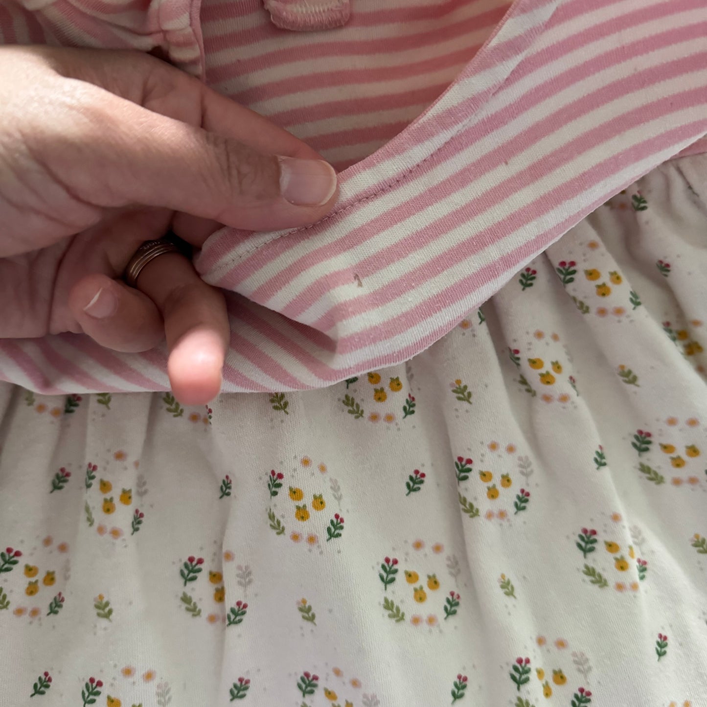 Little Green Radicals / Stripe x floral dress / 4-5Y