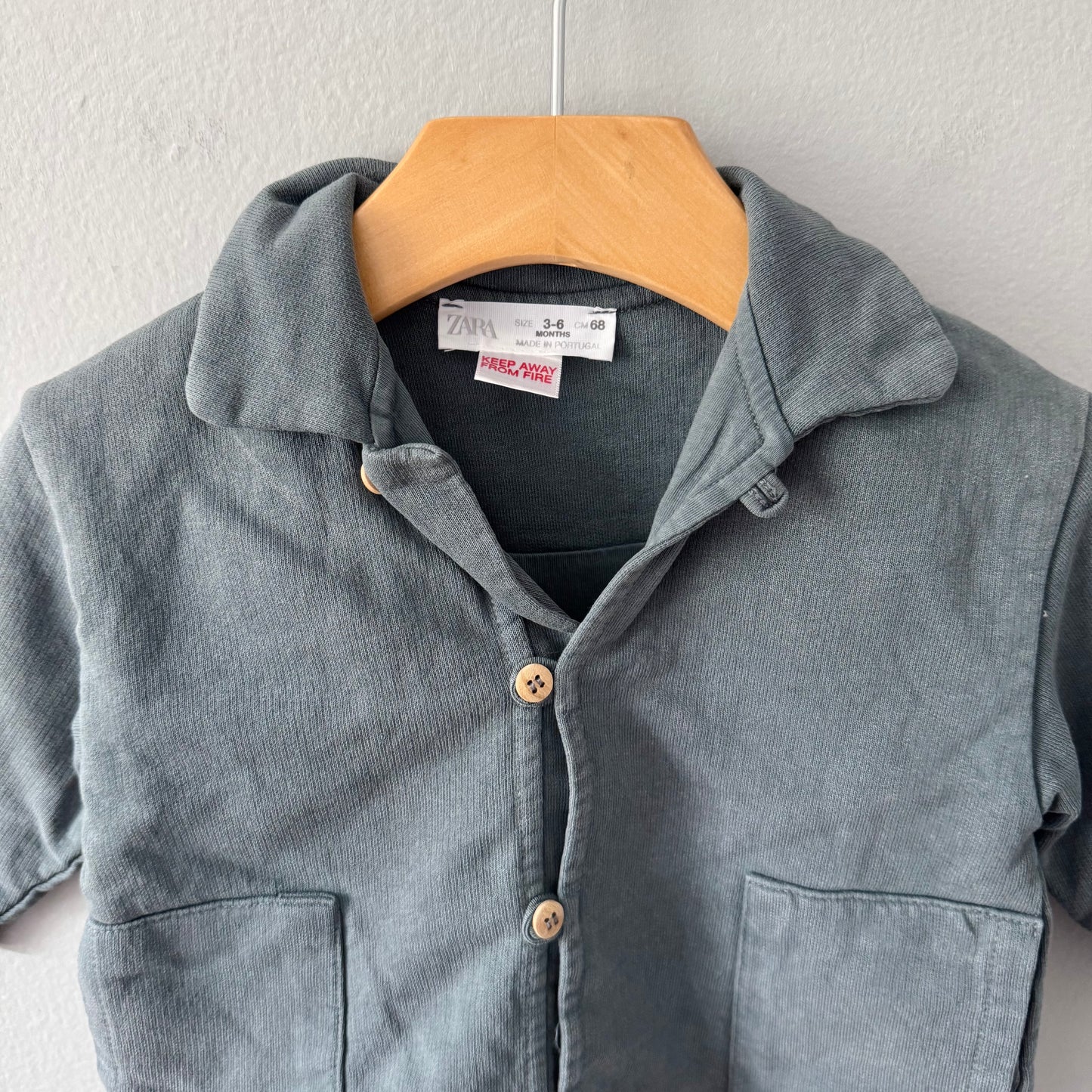 Zara / Smokey dark green crew jacket / 3-6M