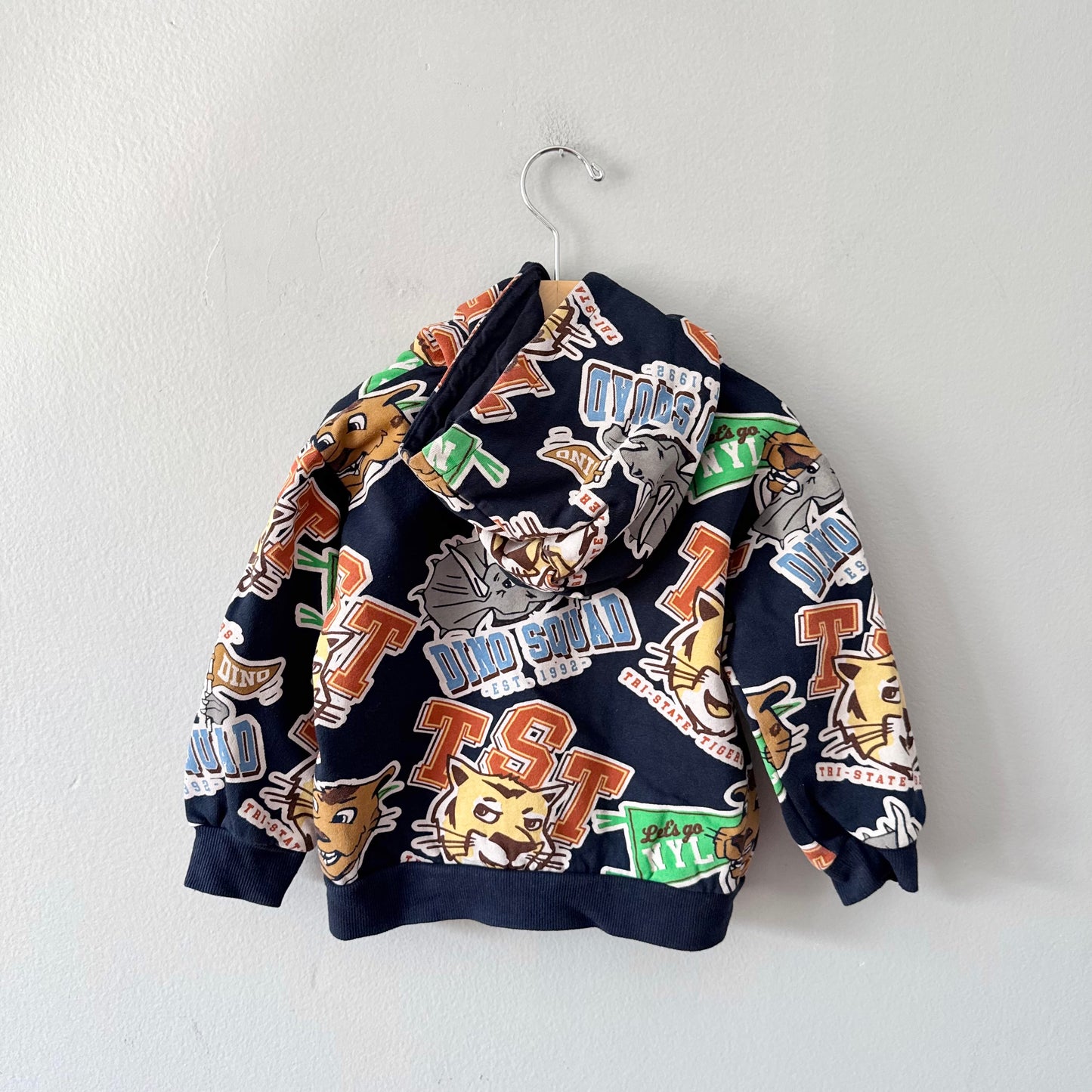 H&M / Navy x animal hoodie / 4-6Y