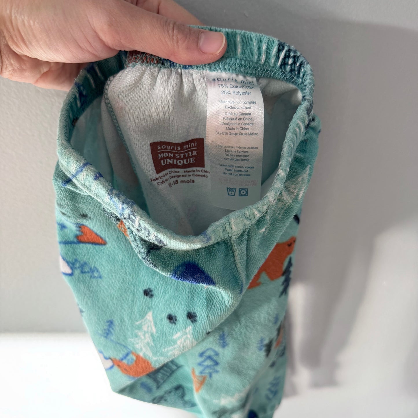 Souris Mini / Green crew pajama set / 12-18M