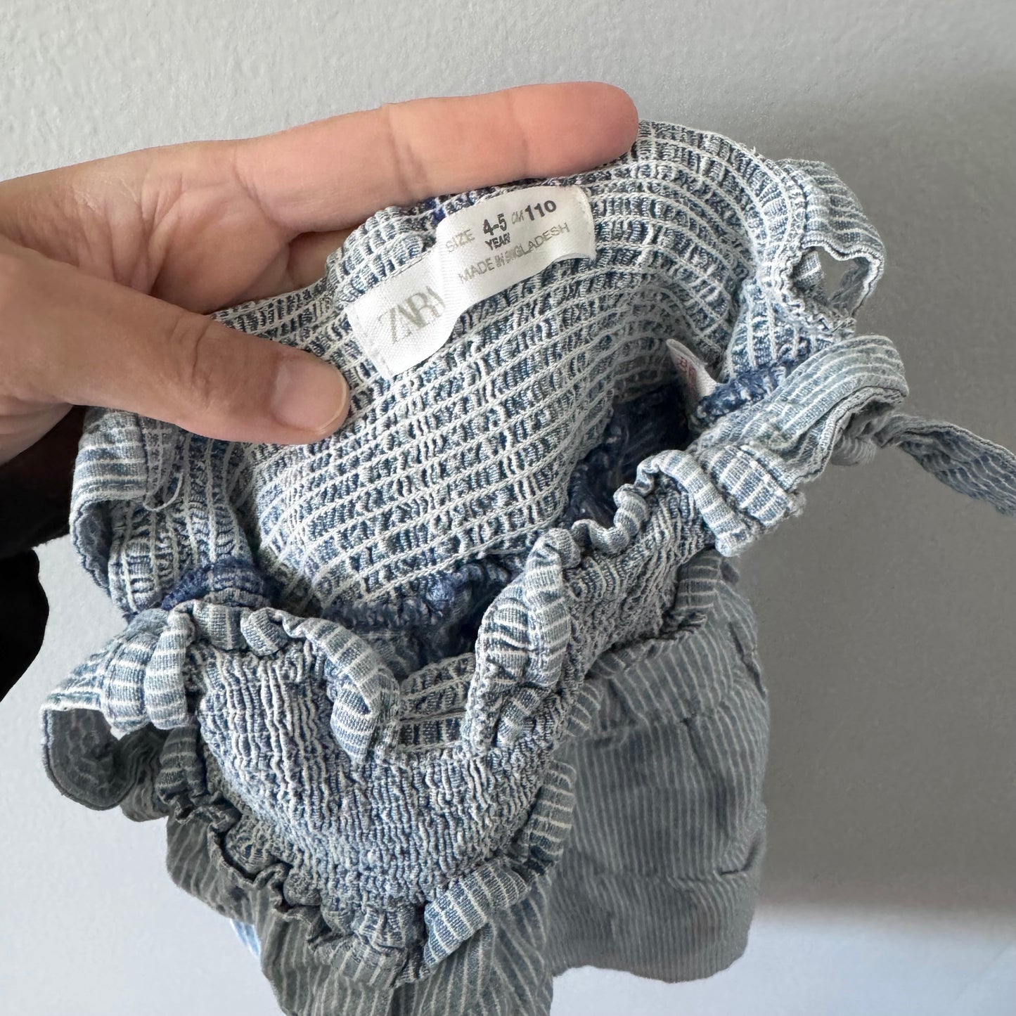 Zara / Chambray x stripe cami dress / 4-5Y