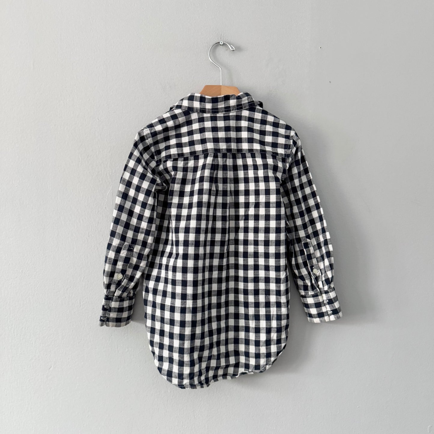 Gap / Navy white gingham cotton shirt / 4-5Y